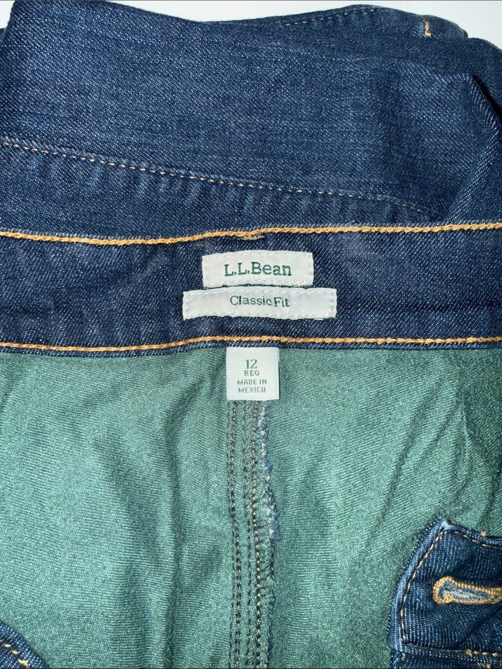 L.L.Bean Denim Jacket in Indigo Blue with Teal Lining